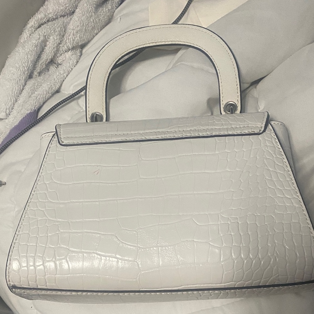 Guess White Croc-Embossed Top-Handle Satchel - Picture 4 of 7
